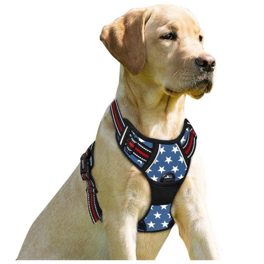 Barkbay Patriotic Stars Dog Harness Blue and Red Size S (A145)